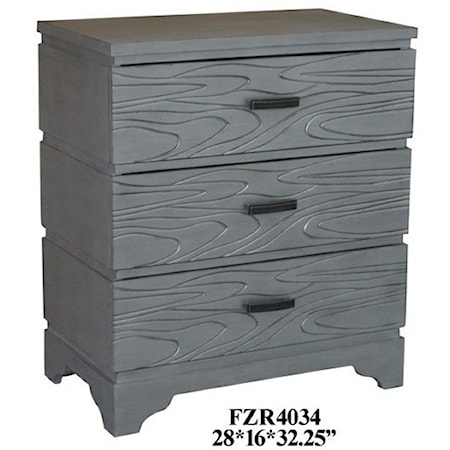 Silver Groove 3 Drawer Accent Chest